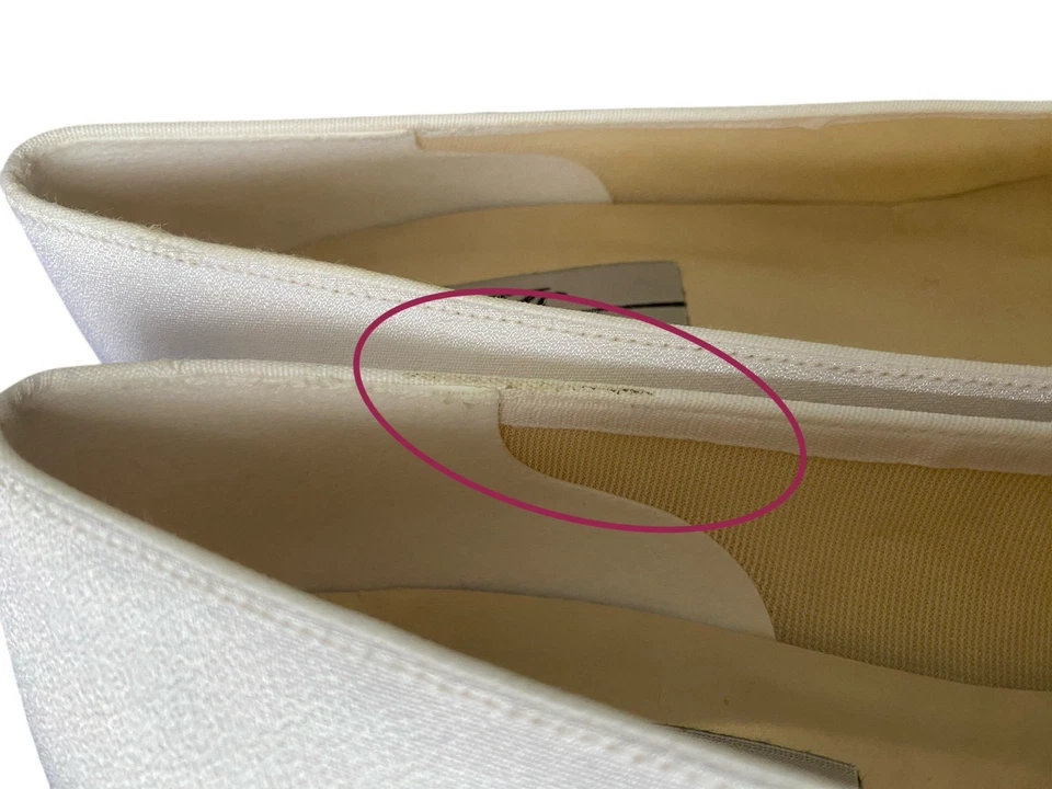 Kf Ltd White Satin Wedding Shoes 2" Kitten Heel Pumps Size 9.5W - Image 4 of 4