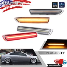 For 04-08 Acura TL 4PCS Front Amber + Rear Red LED Side Marker Light Lamps Clear