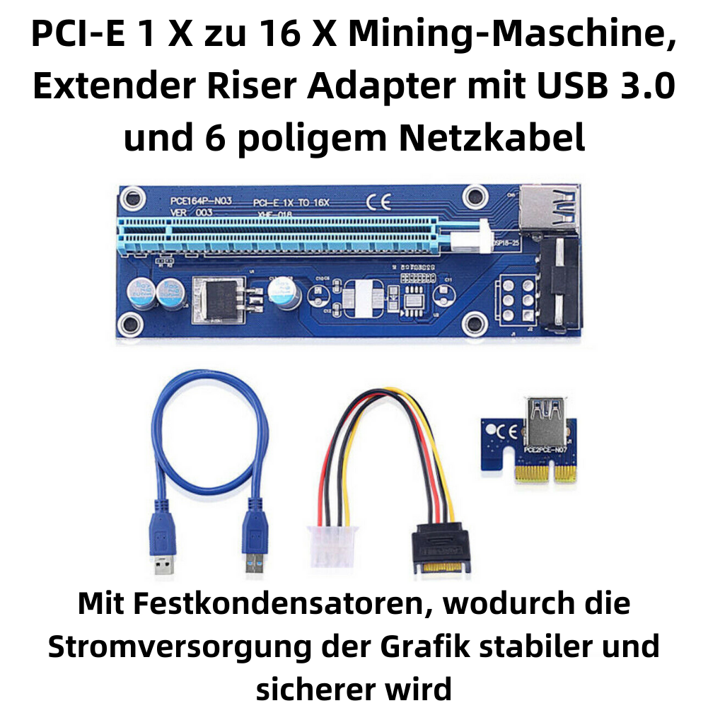 USB 3.0 PCI-E Express 1x To16x Extender Riser Card Adapter With 60cm USB 3.0 Ext - Foto 10