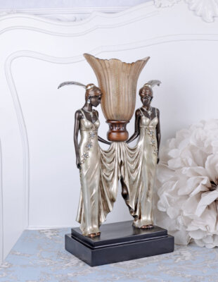 Lampe de Table Art Déco Figure Féminine Écran de Boule Lampe