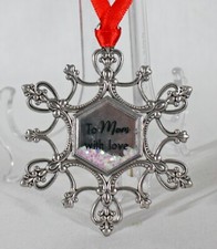 MARGINS "TO MOM WITH LOVE" PEWTER HANGING SNOWFLAKE NEW WITH TAG