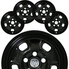 4 Fits Dodge Ram 1500 Truck 2013-2024 Black 17 Wheel Skins Hub Caps Rim Covers