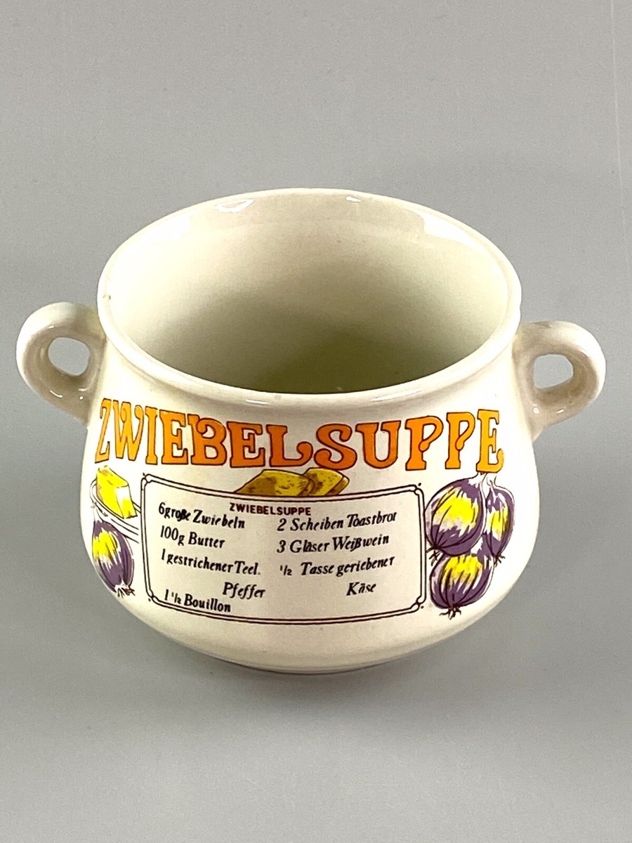 Vintage Zwiebelsuppe French Onion Soup Ceramic Recipe Mug Two