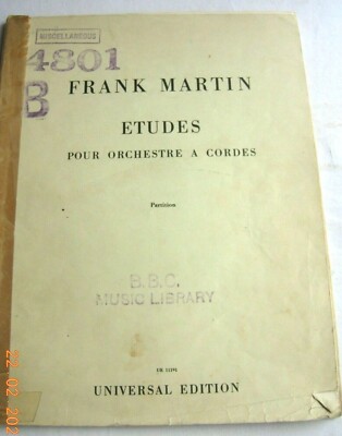 Frank Martin Etudes for String Orchestra Conducting Score Universal Edition
