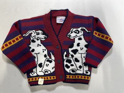 Childrens JJ Poole Red Dalmation Cardigan Sweater NEW