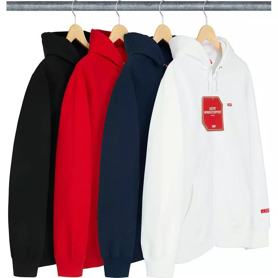 Supreme Windstopper Zip Up Hooded Sweatshirt Black White F/W 18 | eBay