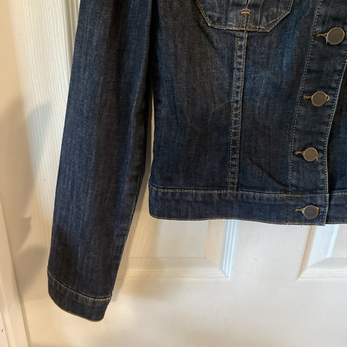 Kut From The Kloth Denim Jeans Jacket Women Size Small Dark Wash 2 Pocket Button - Picture 6 of 15
