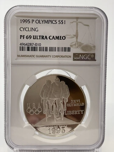 1995-P Olympics Cycling Commemorative Proof Silver Dollar NGC PF69 ULTRA CAMEO