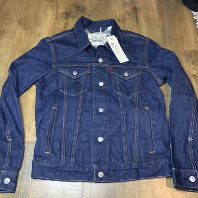 Levi's Wellthread Collection Mens Trucker Denim Jacket Dark Blue Size Small $168