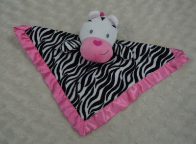 Garanimals Zebra Lovey Security Blanket Black White Pink Silky