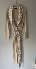 NATORI Women  s Beige Long Robe Belted Pockets Size M