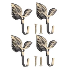Leaf Wall Hooks Decorative Leaves Iron Hooks Leaf Shape Wall Mounted Hooks 4 ...