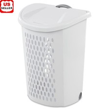 Wheeled Laundry Hamper Flip-Top Lid Easy Transport Airflow Ventilation New