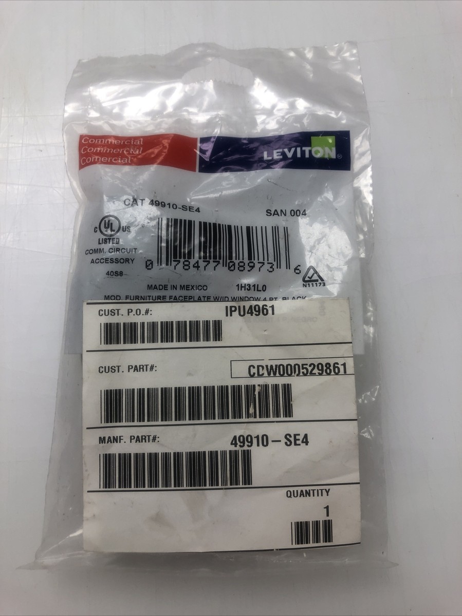 Leviton 49910-se4 4-port Quickport Modular Furniture Faceplate