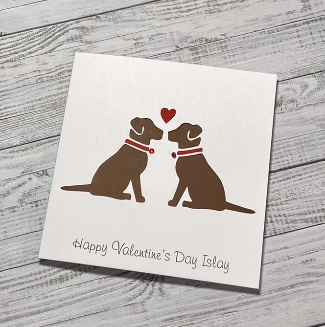 Valentines Day Card Dog Couple in Love, Handmade To Order, Can Be Personalised - Image 3 of 4