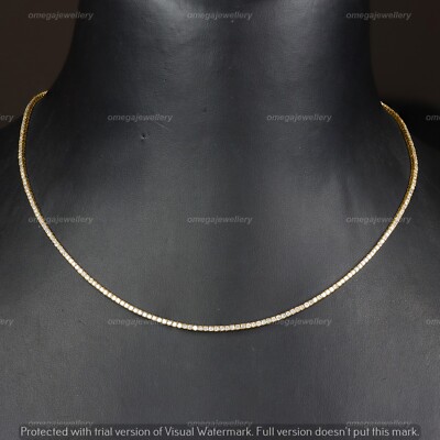 3CT 100% Lab-Grown Diamond Women's Tennis Necklace in 10K Yellow Gold 12''