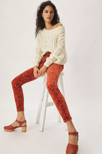 NWT ANTHROPOLOGIE PILCRO HIGH-RISE SKINNY BUTTON FLY CORDUROY PANTS ORANGE 26