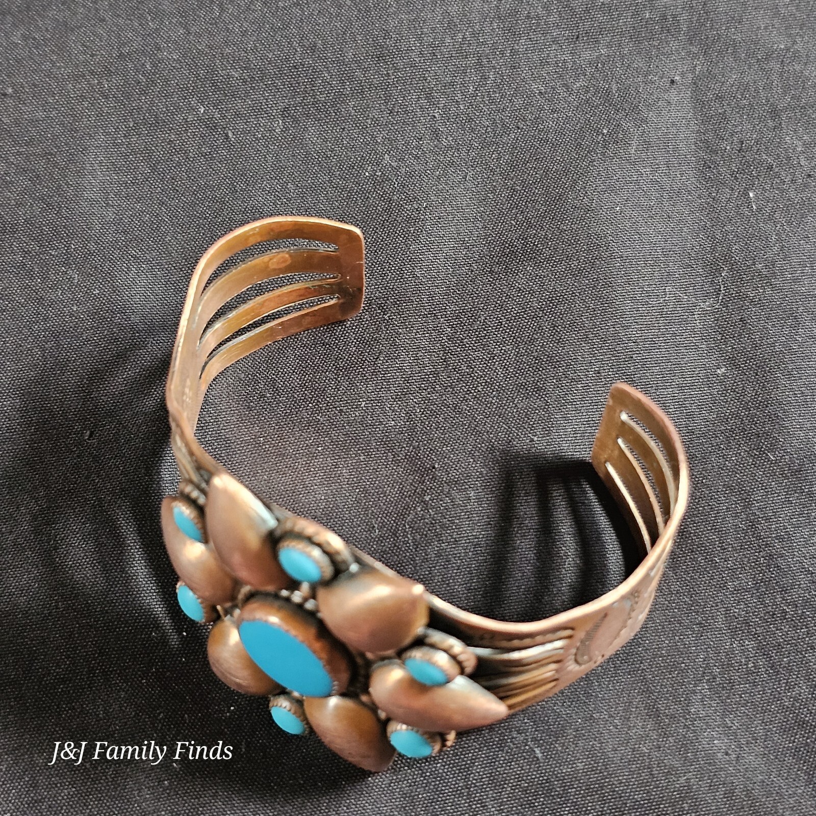 Vtg Bell Solid Copper & Turquoise Cuff Bracelet F… - image 6