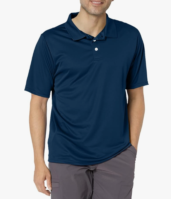 Hanes Men's Navy Blue Cool DRI Moisture Wicking Short Sleeve Polo