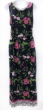 R&K Originals Sz 12 Hawaiian Maxi Dress Blk Pink Floral Sundress Womens Dress