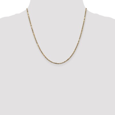 Real 14K Yellow Gold 2.25mm Diamond Cut Milano Rope Chain  display picture 1