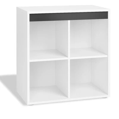 Regal 4 Fächer Weiß Anthrazit Bücherregal Raumteiler Ordnerregal 70x89x40 cm