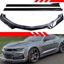 1LE Style Glossy Black Front Bumper Lip Side Skirt For 2016-2024 Chevy Camaro