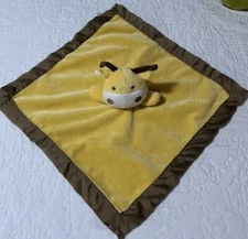 Kidsline LLC. Brown Yellow Giraffe Lovey Security Blanket Plush and Satin 12 In
