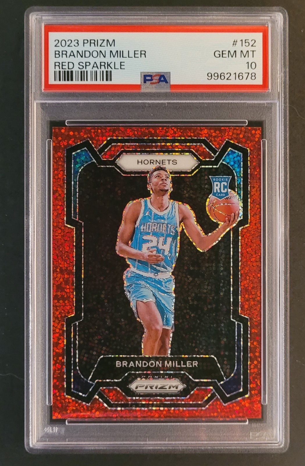2023-24 Prizm Brandon Miller #152 RC - Red Sparkle Prizm Rookie PSA 10 Hornets