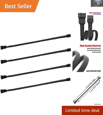 High-Performance 12'' Braided PWM Fan Extension Cables - 4-Pin Compatibility