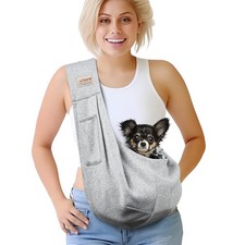 Pet Dog Sling Carrier for 3-10 lbs pet,Dog Purse Pouch,Dog Satchel,Reversible...