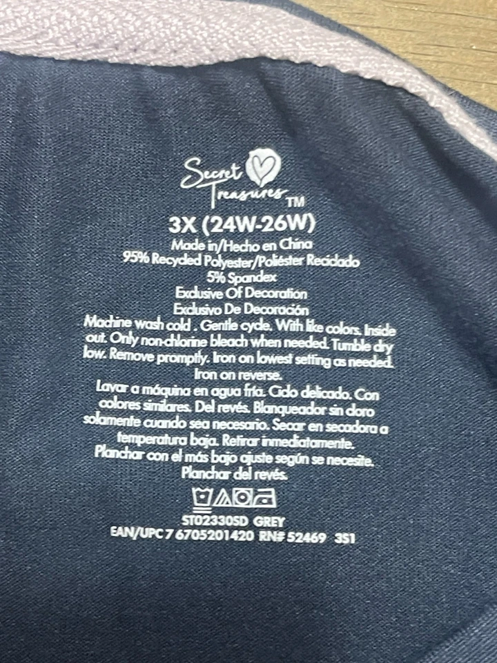 Camisa Secret Treasure, para mujer talla grande 3X, azul, gris, "Wild at Heart" Foto 4 de 4