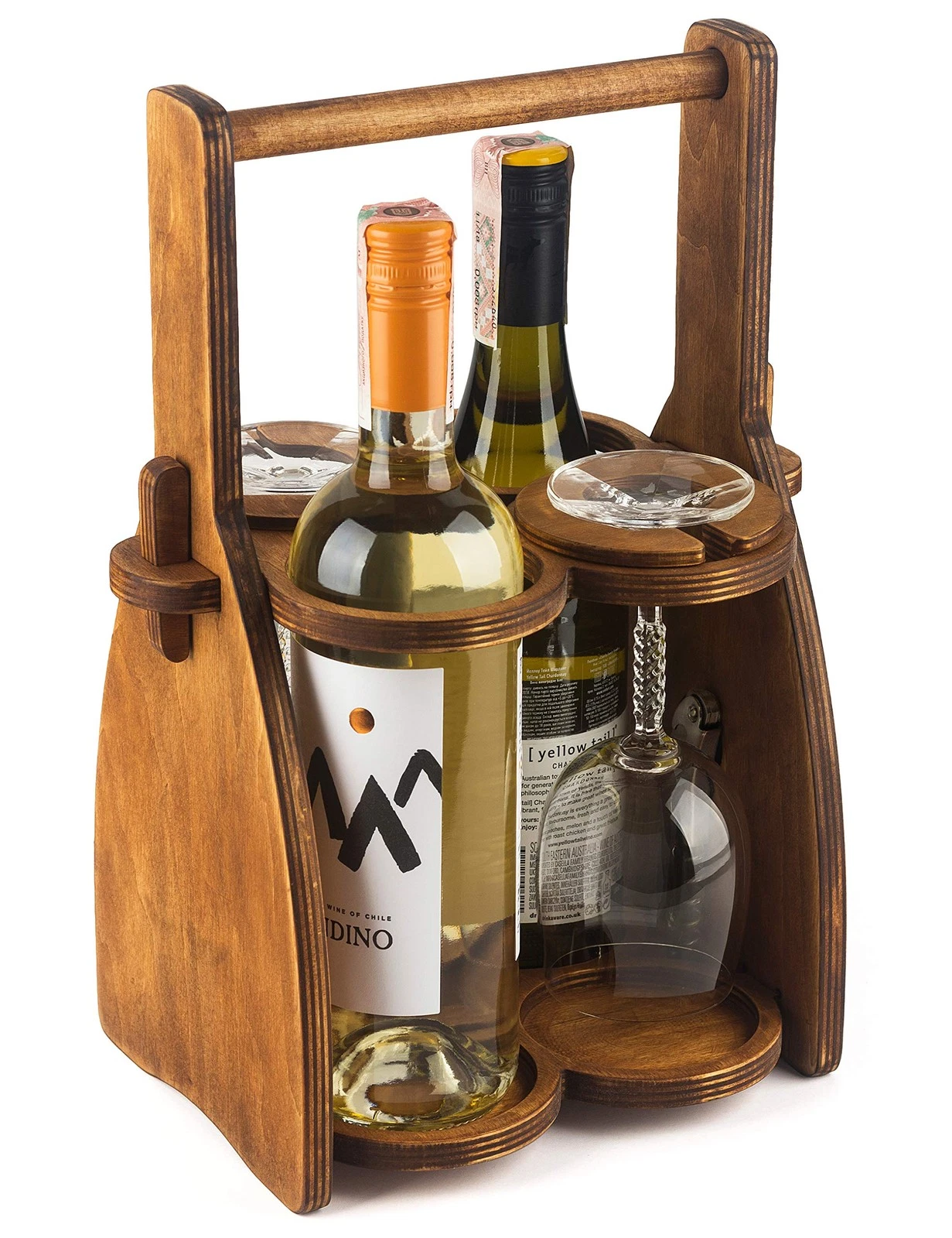 ROSTMARYGIFT Wine Bottle and Glasses Caddy