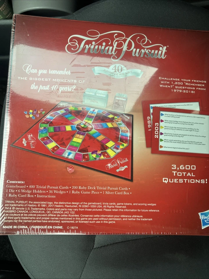 Trivial Pursuit 40th Anniversary  Ruby Edition Sealed Board Game Hasbro New Read - Image 3 of 3