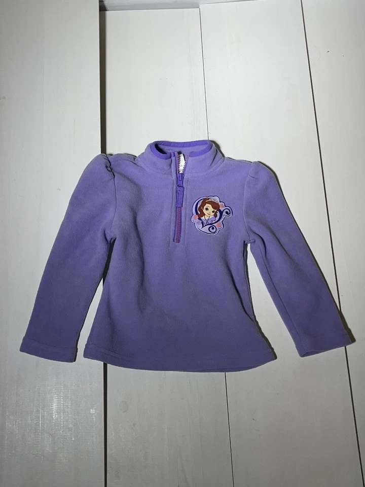 Vintage Y2K 2000s Purple Fleece Girls 4t 1/4 Zip Disney Sophia The 1stSweatshirt - Image 2 of 3