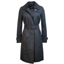 Michael Kors Black Single-Breasted Belted Trench Coat with Logo Hardware XS