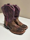 Dan Post Girl’s Majesty Leather Square Toe Boots DPC2947 Size 1 D Brown Pink — photo 5