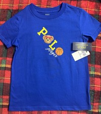 Polo Ralph Lauren Polo Bear Basketball Boys T-Shirt Blue Size 6 Short Sleeve
