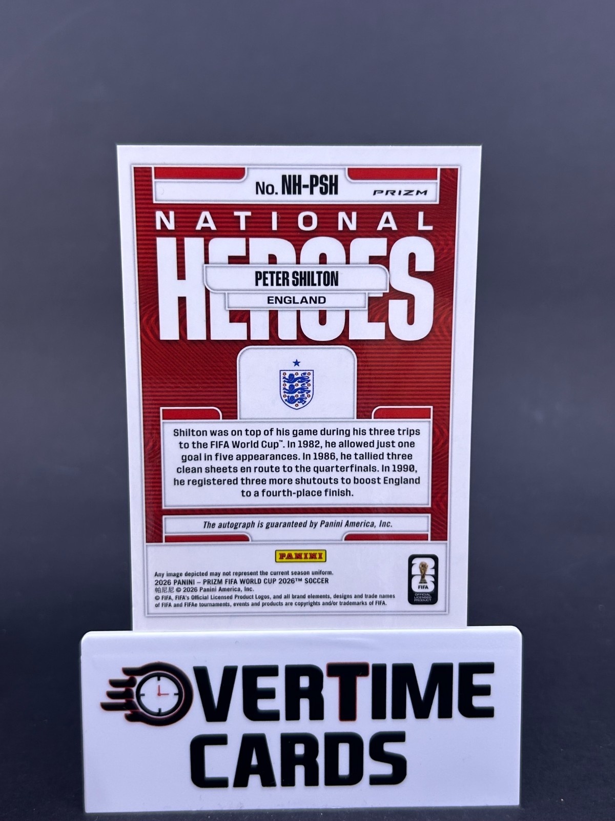 2026 Panini Prizm FIFA World Cup Peter Shilton National Heroes Prizm Autograph view 2