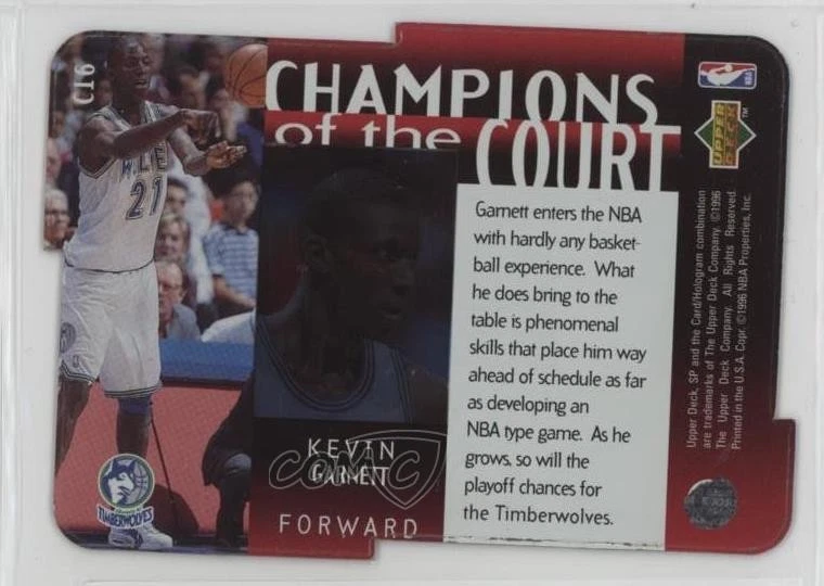1995-96 SP Championship Series Die-Cut Kevin Garnett #C16 Rookie RC HOF - Image 2 of 2