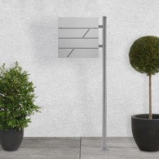 Boîte aux lettres gris clair avec support sur pied argent en acier inoxydable