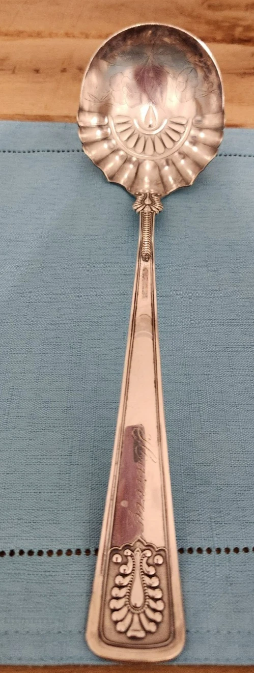 Towle Mfg Co Paten 1884 Vintage Berry Spoon with Floral Designs