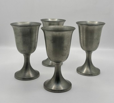 Vintage Web Pewter Wine Goblets Set Of 4 Small 4.75 Inch Trumpet Base Cups