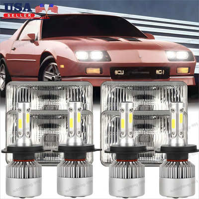 4PCS For 82-92 Chevrolet Camaro 4x6'' LED Headlights Hi-Lo Beam Turn Signal DRL