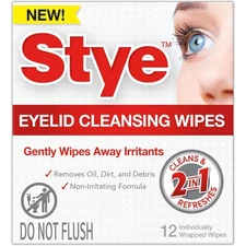 Stye Cleansing Eyelid Wipes Individually Wrapped Remove Oil Dirt 12 count