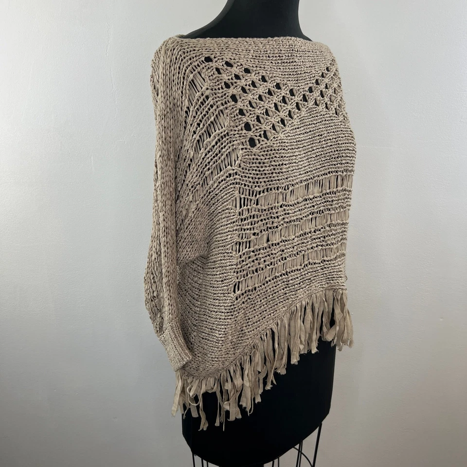 Suéter Top Albert Makali Beige Flecos Cinta Punto Abierto Cuello Barco Manga 3/4 M Foto 2 de 4