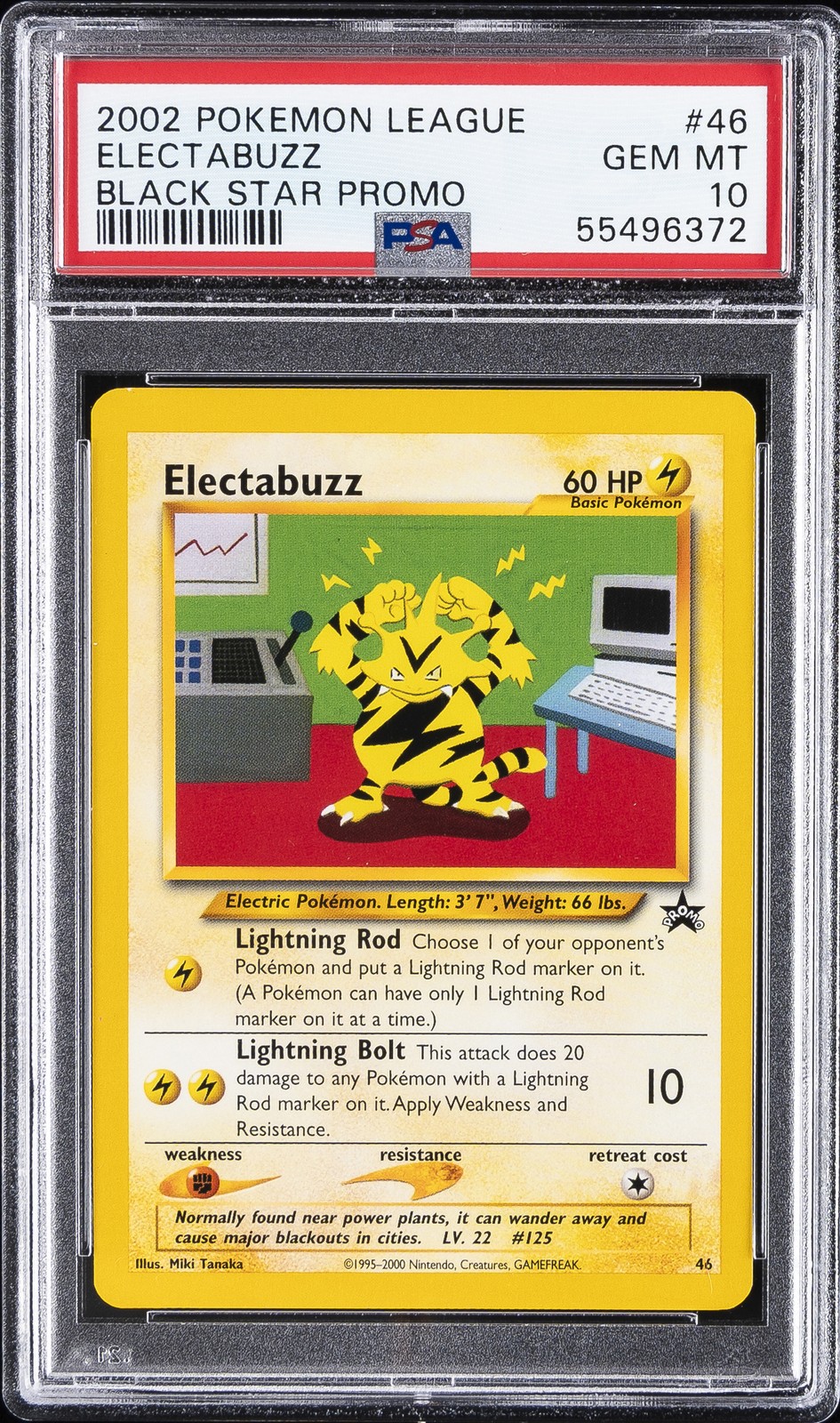 2002 POKEMON LEAGUE PROMO BLACK STAR #46 ELECTABUZZ PSA 10