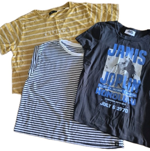 THRILLS & RIPCURL Womens Cropped  Tshirts Sizes 10 Bonus JANIS JOPLIN band Tee