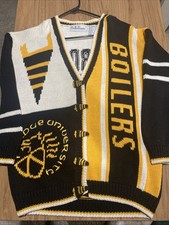 Vtg Purdue Boilermakers Bellepointe Knit Cardigan Sweater Adult Size L Rare