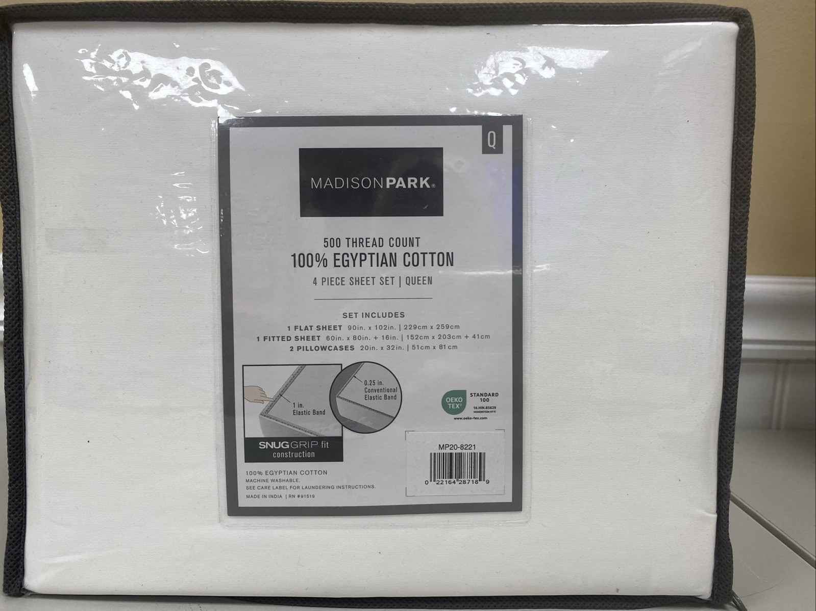 MADISON PARK 500 TC Egyptian Cotton 4 Piece Sheet Set White QUEEN NIP